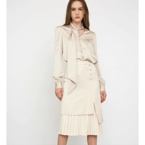 Adella Beige Asymmetrical Skirt